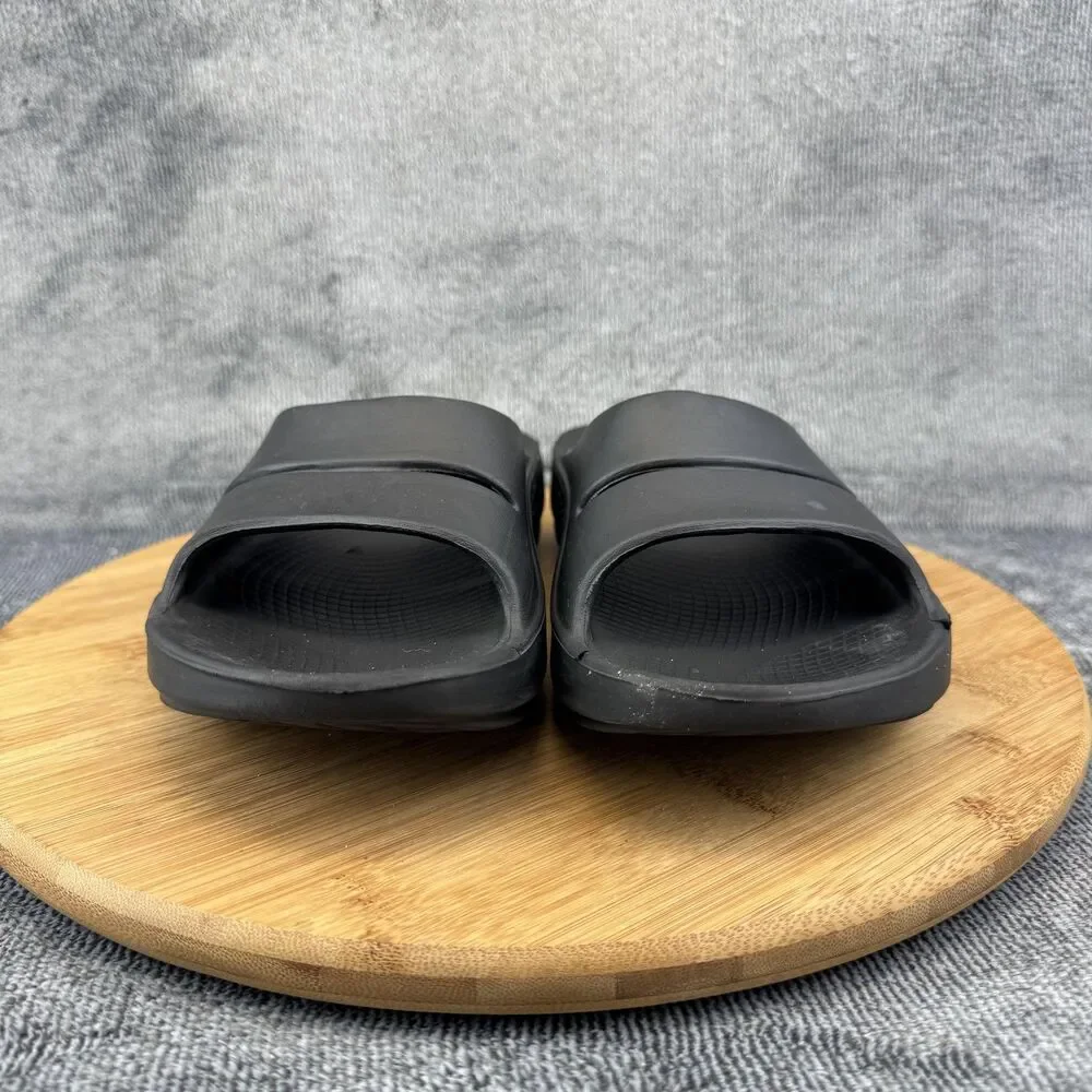OOFOS OOahh Slide Sandals Mens 6 Womens 8 Black Recovery Comfort Shoes